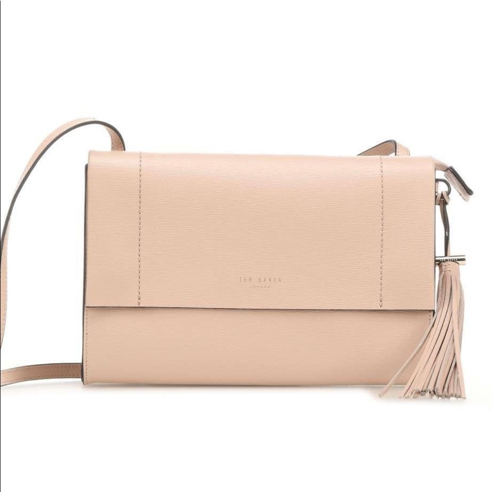 Ted Baker London Blush Pink Leather Crossbody Bag with Tassel
